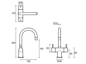 Sussex Scala Mini Twin Handle Mixer Tap Small Curved
