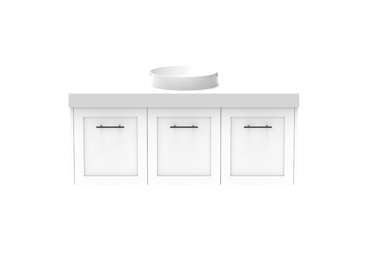 Supporting Image - Kado Lux All Door 1200mm Wall Hung Vanity Centre Basin 90mm - White - Front