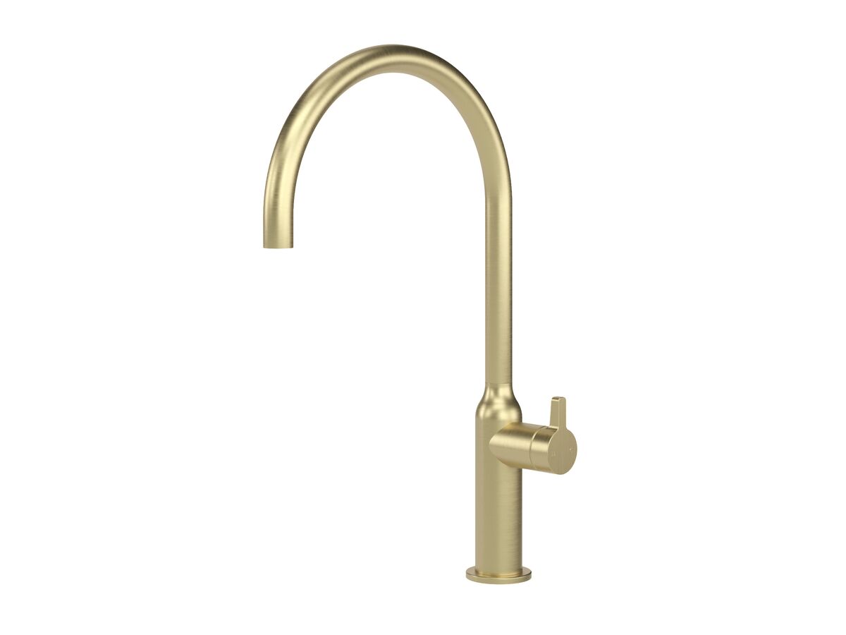 Hero - Faucet Strommen Vara Fin Gooseneck Sink Mixer Tap Brushed Admiralty Brass (4 Star) Lead Free