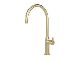 Hero - Faucet Strommen Vara Fin Gooseneck Sink Mixer Tap Brushed Admiralty Brass (4 Star) Lead Free