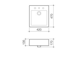 Caroma Liano Above Counter Basin No Taphole White