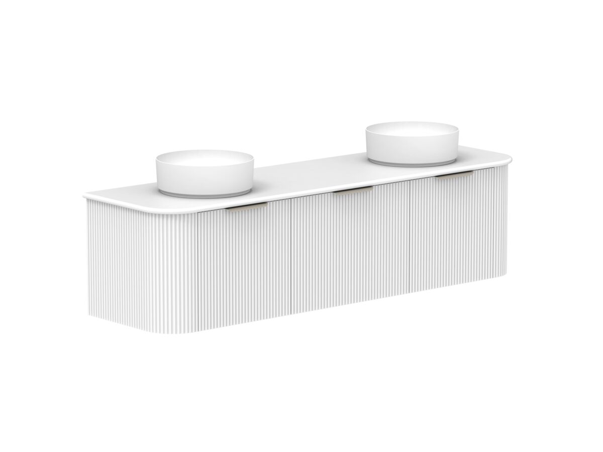 Supporting Image 2- Kado Neue Fluted Double Curve All Drawer 1800 Wall Hung Vanity With Double Basin 20mm Ultra White