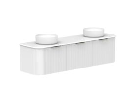 Supporting Image 2- Kado Neue Fluted Double Curve All Drawer 1800 Wall Hung Vanity With Double Basin 20mm Ultra White