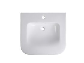 Wolfen Wall Basin Only 600 x 555mm Overflow 1 Taphole White
