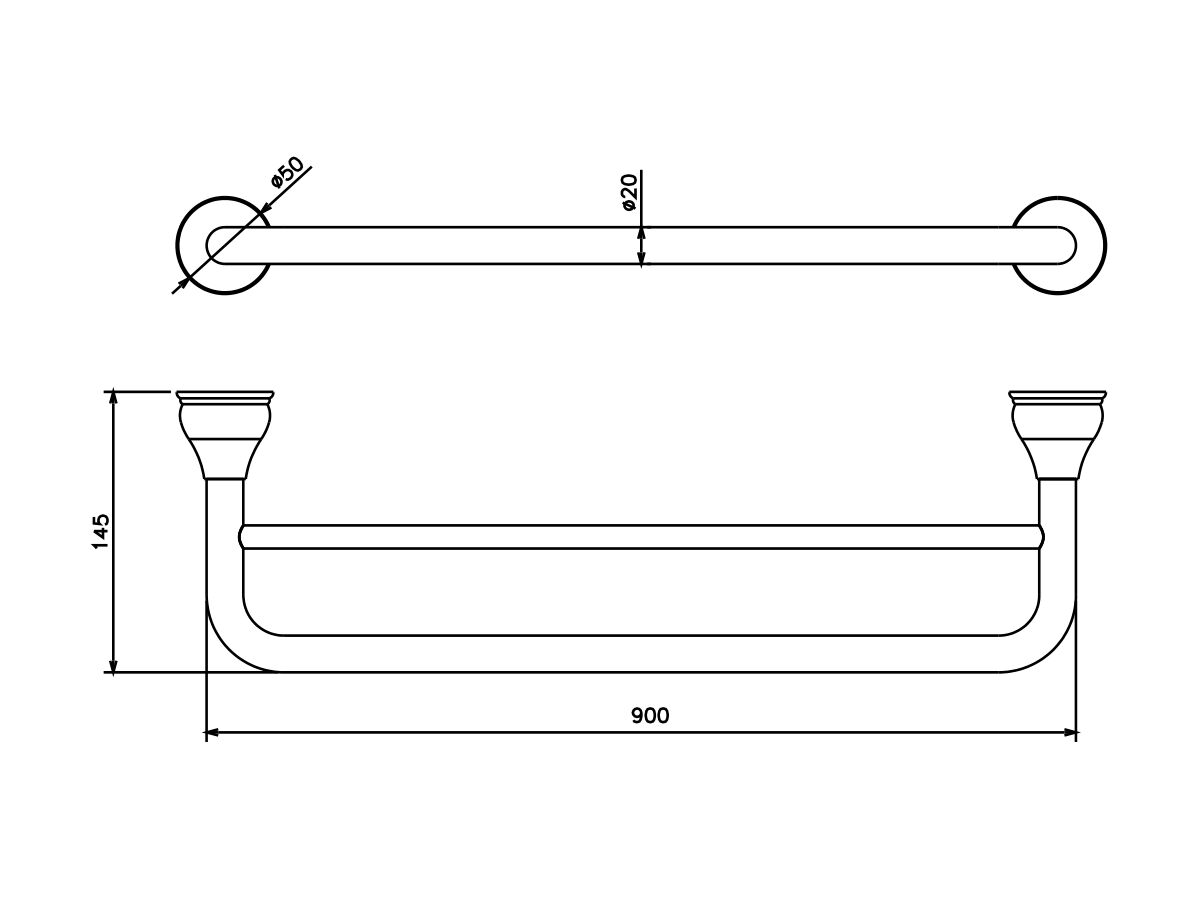 Milli Monument Edit Double Towel Rail 900mm