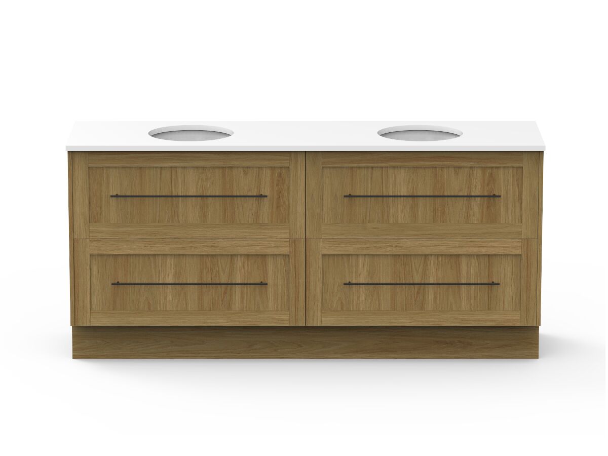 Kado Lux 1800mm All Drawer Vanity Unit Floor Mount Caesarstone Double Bowl 4 Drawers (No Basin)
