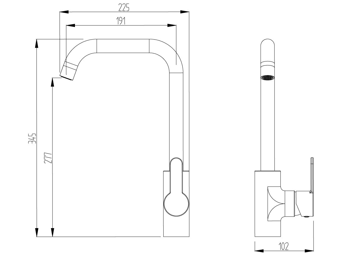 Mizu Soothe Square Gooseneck Sink Mixer Matte Black (4 Star)