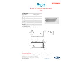 Specification Sheet - Roca The Gap Inset Bath Only 1700 x 750mm White