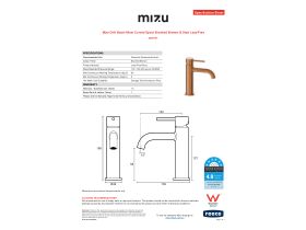 Specification Sheet - Mizu Drift Basin Mixer Curved Spout Brushed Bronze (6 Star) Lead Free