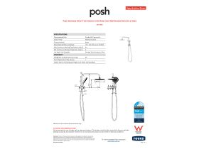 Specification Sheet - Posh Domaine Short Twin Shower with Water Inlet Wall Bracket Chrome (3 Star)
