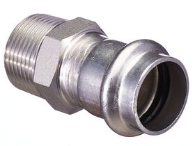 >B< Press Stainless Steel Male Straight Connector 22mm x 3/4"