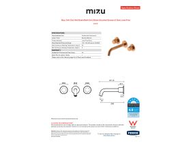 Specification Sheet - Mizu Drift Dial Wall Basin/Bath Set 200mm Brushed Bronze (6 Star) Lead Free