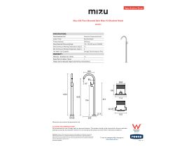 Specification Sheet - Mizu Silk Floor Mounted Bath Mixer Kit Brushed Nickel