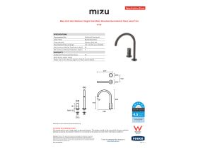 Specification Sheet - Mizu Drift Dial Medium Height Hob Mixer Brushed Gunmetal (6 Star) Lead Free