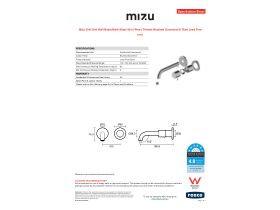 Specification Sheet - Mizu Drift Dial Wall Basin/Bath Mixer Set 2-Piece Trimset Brushed Gunmetal (6 Star) Lead Free