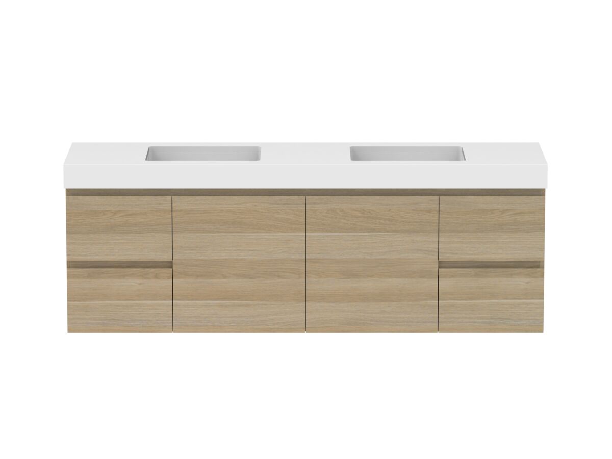 Hero - Posh Domaine 1800mm Wall Hung Vanity Unit Conventional Double Bowl 90mm Top
