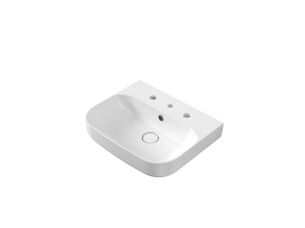 Hero - Caroma Forma II 500mm Wall Basin Three Tapholes with Overflow Gloss White