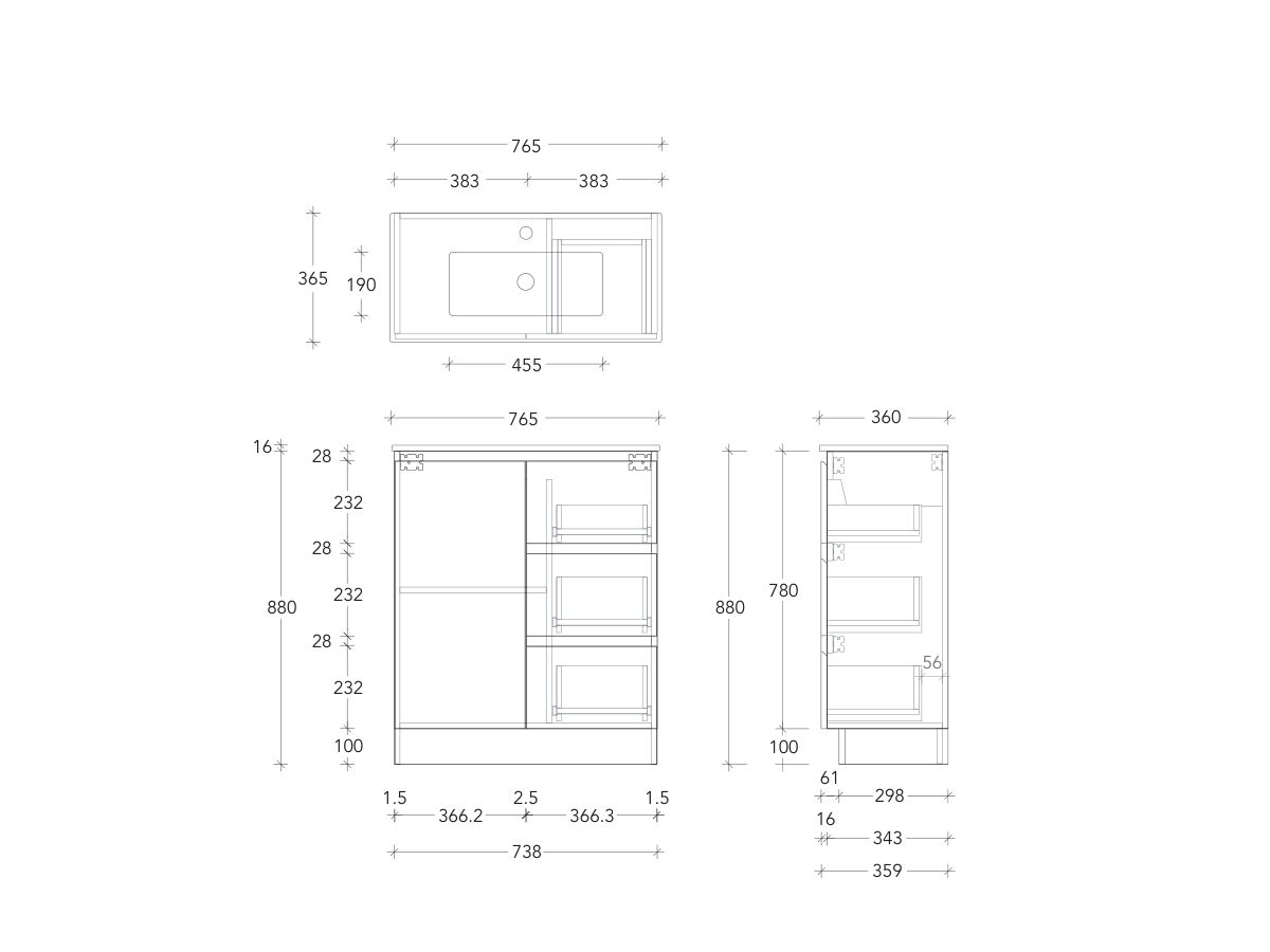 Posh Domaine Ensuite 750 Floor Mount Ceramic