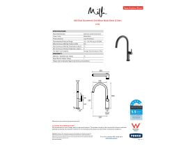 Specification Sheet - Milli Etch Gooseneck Sink Mixer Matte Black (5 Star)