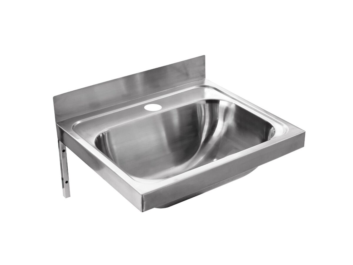 Wolfen Wall Hand Basin 500x420mm with Brackets Centre 1 Taphole Stainless Steel