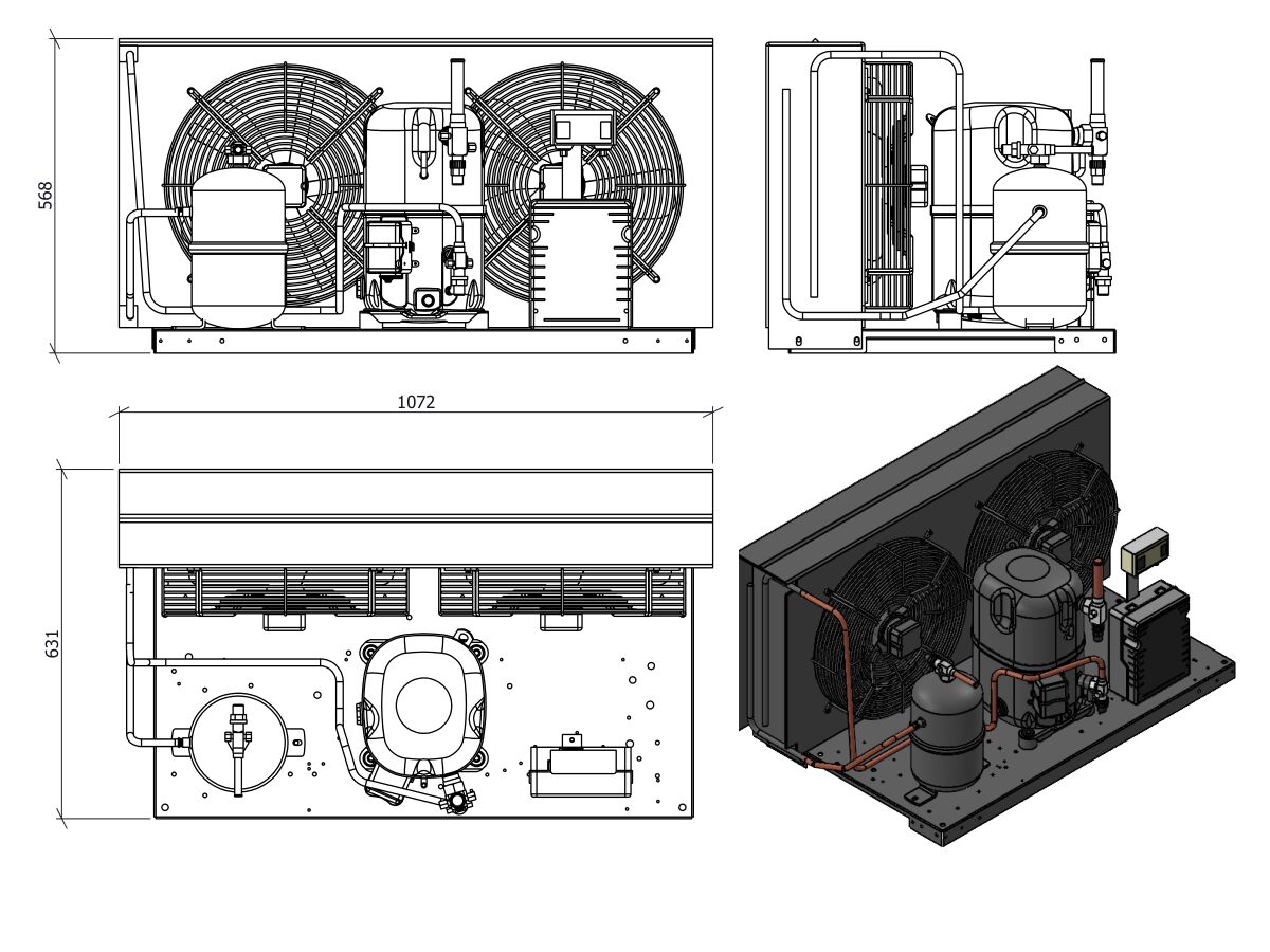 Tecumseh HTA Condensing Unit 3hp R134 MHBP TAGT4537YHR-2