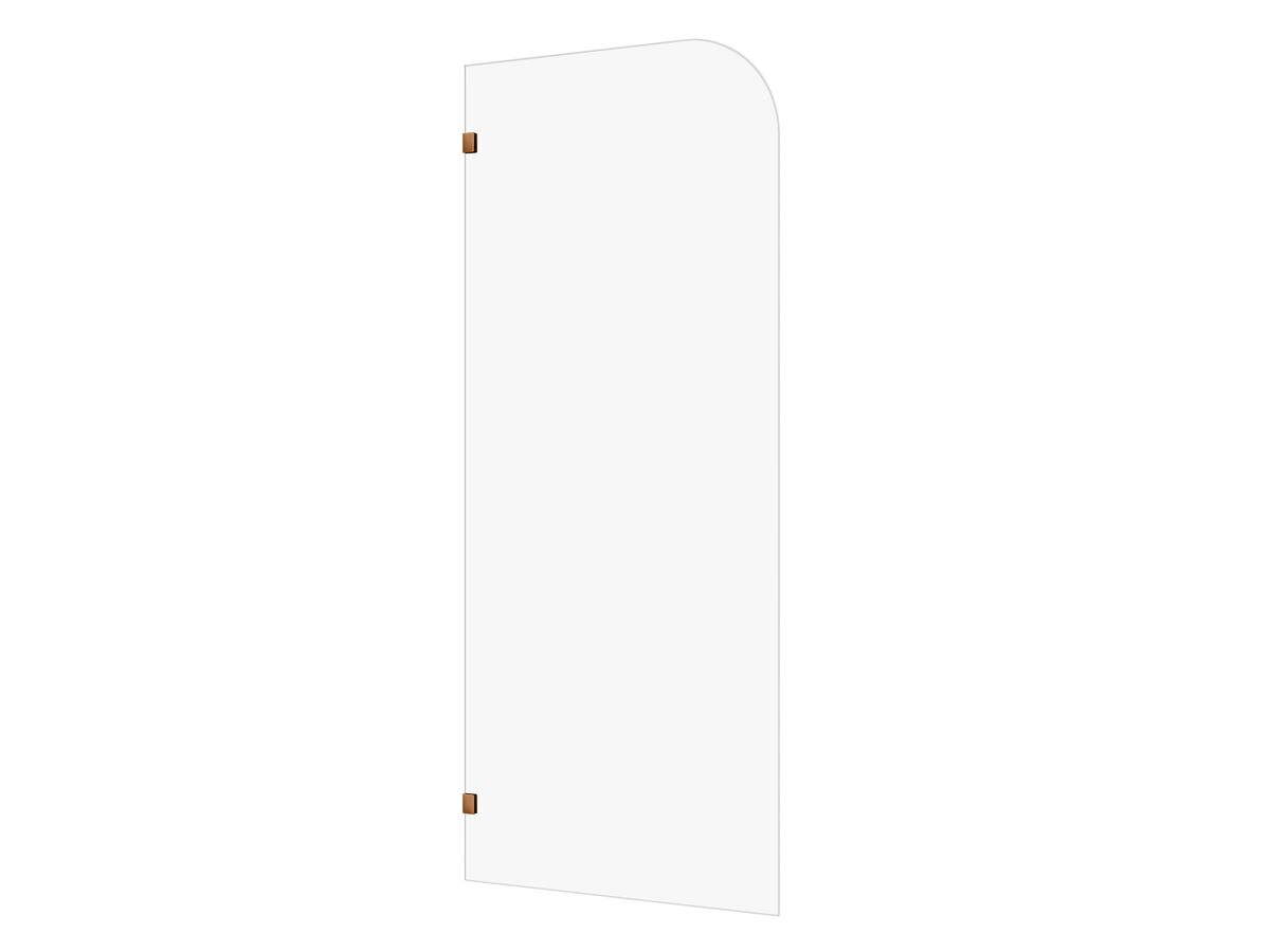 Hero - Kado Lux Frameless Curved Panel with Wall Clips Clear Glass 900mm Brushed Bronze