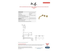 Specification Sheet - Milli Pure Wall Bath Hostess System 250mm Right Hand with Linear Textured Handles PVD Brushed Gold