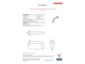 Specification Sheet - Scala 25 Curved Bath Outlet 160mm EP Satin Chrome Lead Free