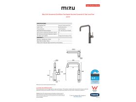 Specification Sheet - Mizu Drift Gooseneck Sink Mixer Tap Square Brushed Gunmetal (5 Star)