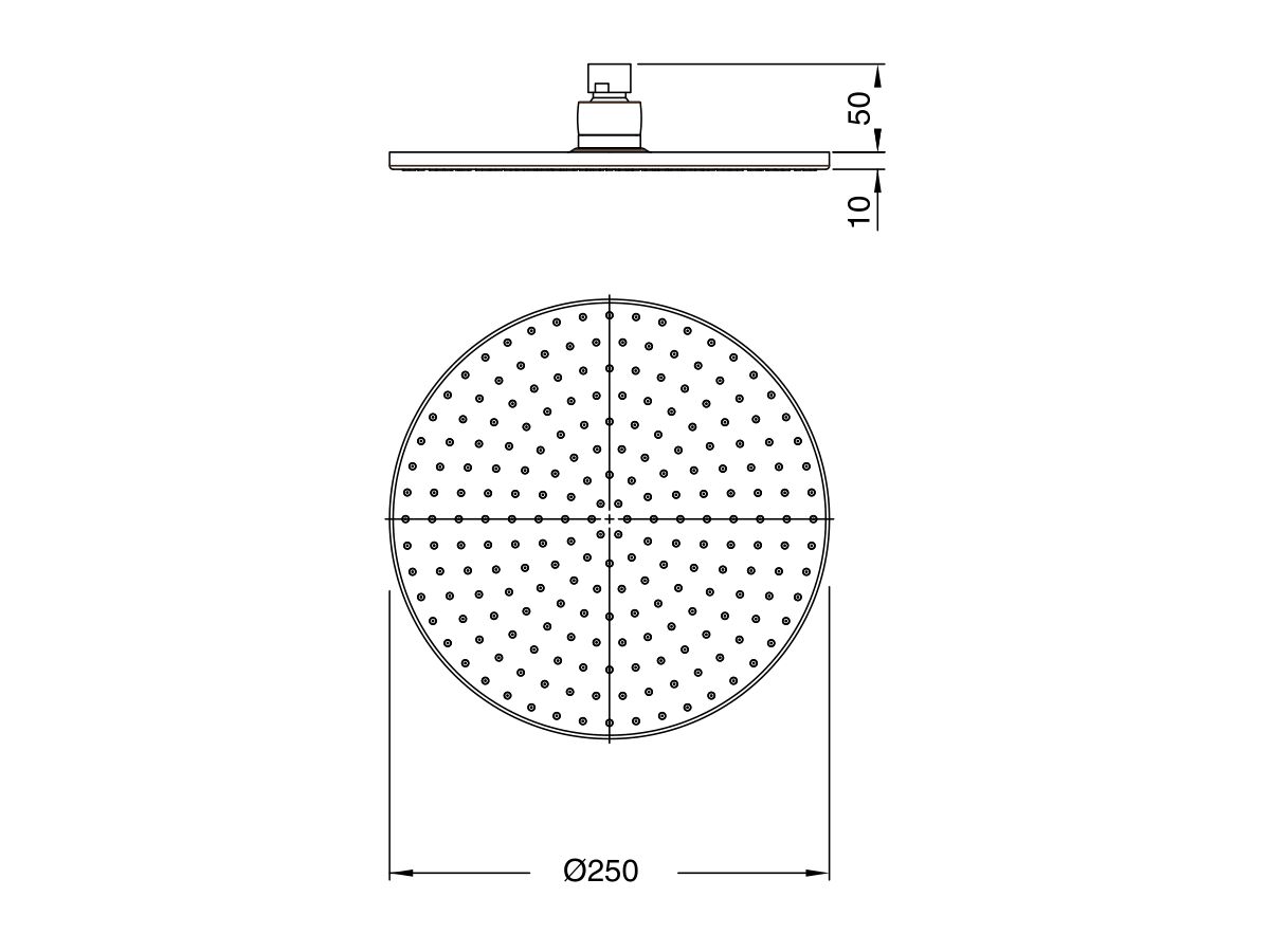 Sussex Pure Shower Head 250mm (3 Star)