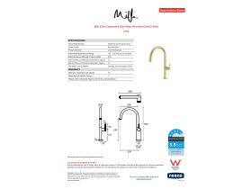Specification Sheet - Milli Etch Gooseneck Sink Mixer Brushed Gold (5 Star)