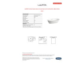 Specification Sheet - LAUFEN The New Classic Above Counter Basin with Overflow 550 x 380mm White