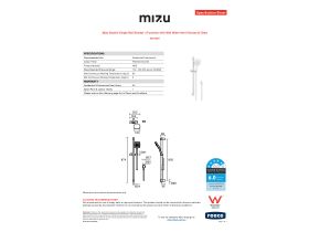 Specification Sheet - Mizu Soothe Single Rail Shower 3 Function with Wall Water Inlet Chrome (5 Star)