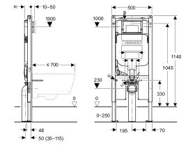 Technical Drawing - Geberit Sigma 8 Cistern Duofix 4 Wall Hung