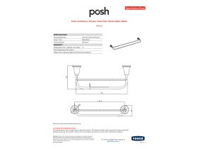 Specification Sheet - Posh Canterbury Double Towel Rail 750mm Matte Black