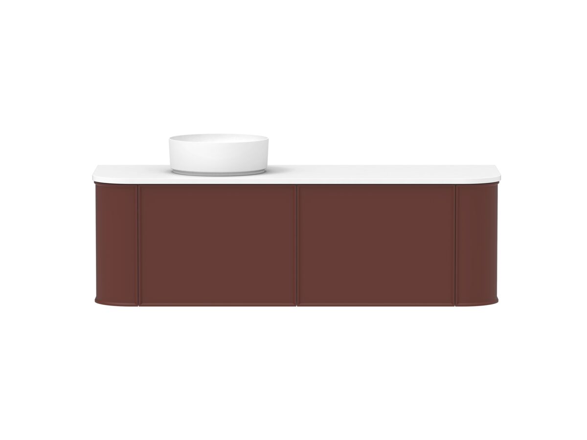 Hero - Kado Era Double Curve All Drawer 1500mm Wall Hung Vanity with Left Hand Basin 20mm Top Red Marble