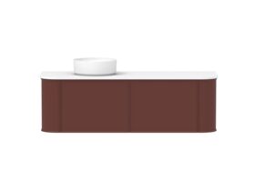 Hero - Kado Era Double Curve All Drawer 1500mm Wall Hung Vanity with Left Hand Basin 20mm Top Red Marble