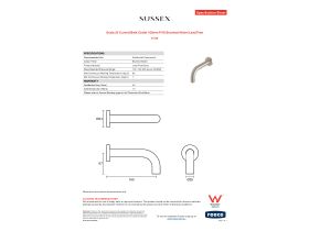 Specification Sheet - Scala 25 Curved Bath Outlet 160mm PVD Brushed Nickel Lead Free