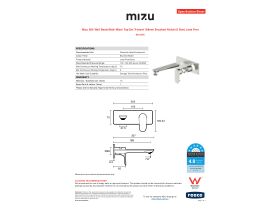 Specification Sheet - Mizu Silk Wall Basin/Bath Mixer Tap Set Trimset 188mm Brushed Nickel (6 Star) Lead Free