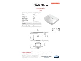 Specification Sheet - Caroma Forma II 500mm Wall Basin One Taphole with Overflow Gloss White