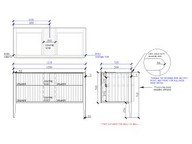 ISSY Cloud II 1200mm x 500mm x 760mm Vanity Unit with Legs 4 Touch Latch Drawers (No Basin)