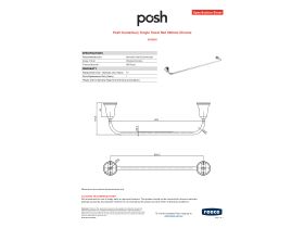 Specification Sheet - Posh Canterbury Single Towel Rail 900mm Chrome
