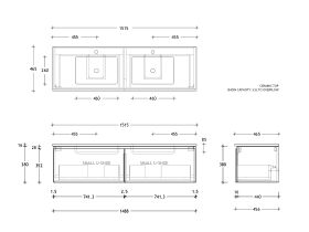 Posh Domaine All-Drawer Single 1500 Double Wall Hung Ceramic