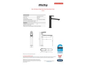 Specification Sheet - Mizu Silk Medium Height Basin Mixer Matte Black (5 Star)