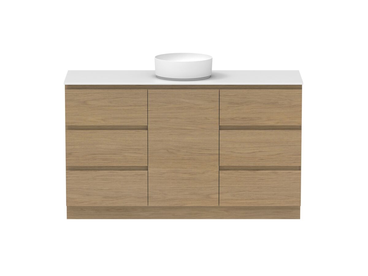Supporting Image - Posh Domaine Plus Hamper 1500 Floor Mounted Centre Bowl 12mm Durasein Top