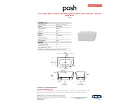 Specification Sheet - Posh Solus Back to Corner Freestanding Bath 1300mm Left Corner with Overflow Matte White