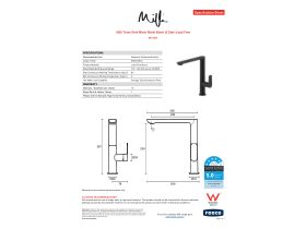 Specification Sheet - Milli Trace Sink Mixer Matte Black (5 Star) Lead Free