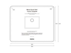 Cutout Template - Memo Oscar Inset/Undermount Extended Single Bowl Sink 500mm Overflow No Taphole