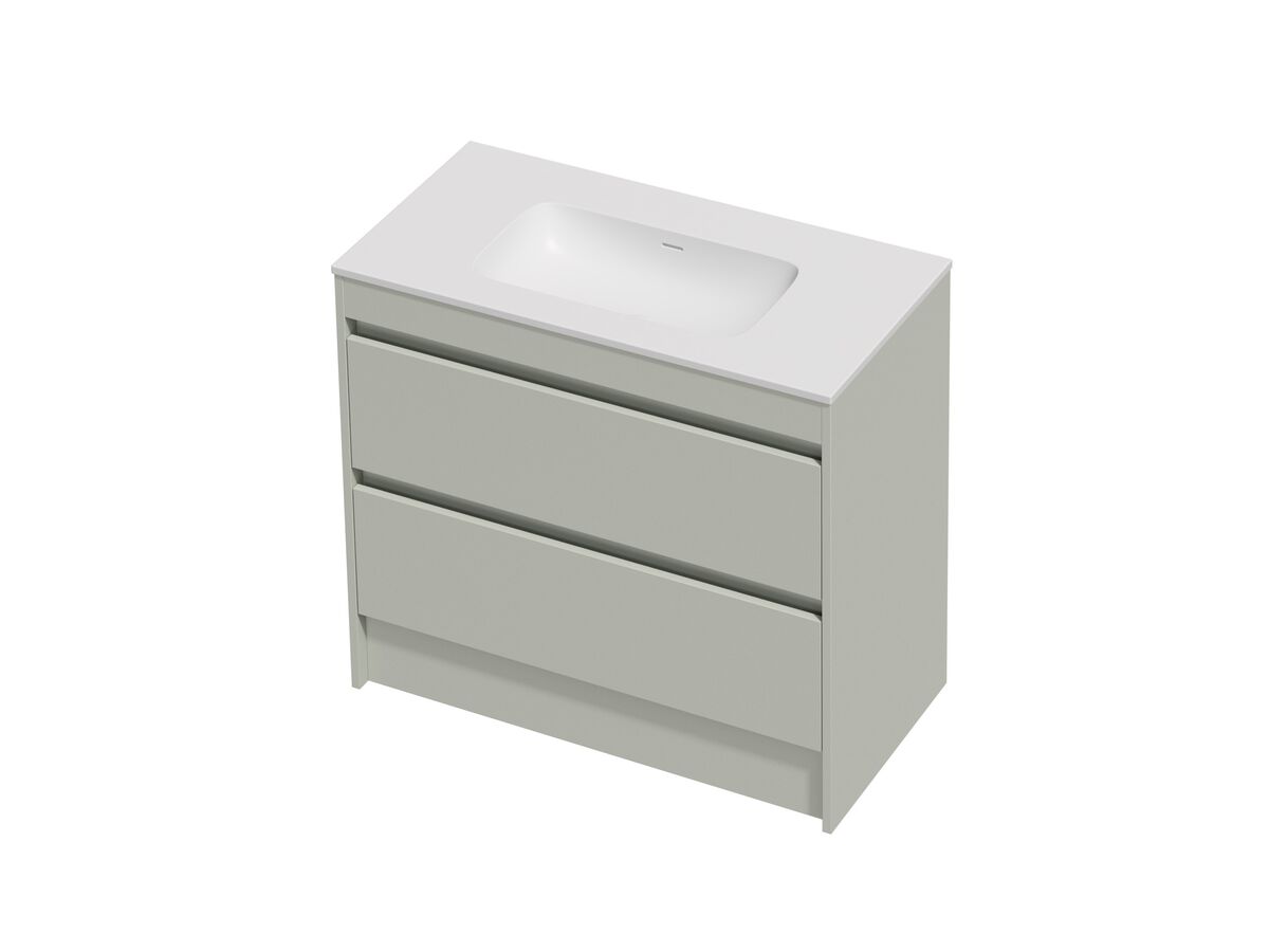 Hero - Posh Domaine Twin 900 2 Drawer Floor Standing Vanity Colour Console Top Matte White Mineral Cast No Taphole