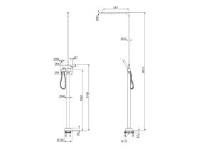 Milli Inox Freestanding Twin Shower Stainless Steel (3 Star)